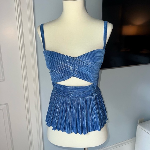Sabina Musayev Tops - Sabina Musayev Blue Metallic Top